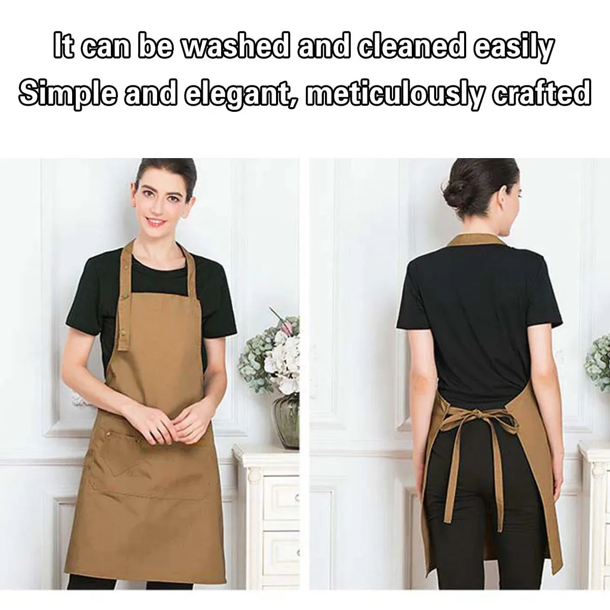 Adjustable Work Apron Neck Strap Waist Tie Kitchen Cooking Bib Apron Men Women - Black V528-APRON-BLACK-795328