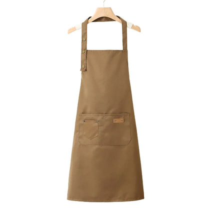 Adjustable Work Apron Neck Strap Waist Tie Kitchen Cooking Bib Apron Men Women - Brown V528-APRON-BROWN-899251
