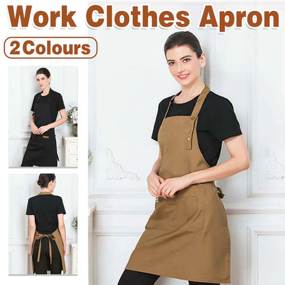 Adjustable Work Apron Neck Strap Waist Tie Kitchen Cooking Bib Apron Men Women - Brown V528-APRON-BROWN-899251