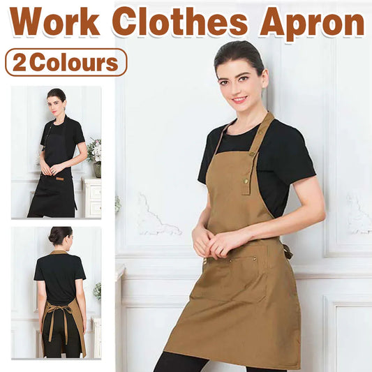 Adjustable Work Apron Neck Strap Waist Tie Kitchen Cooking Bib Apron Men Women - Brown V528-APRON-BROWN-899251