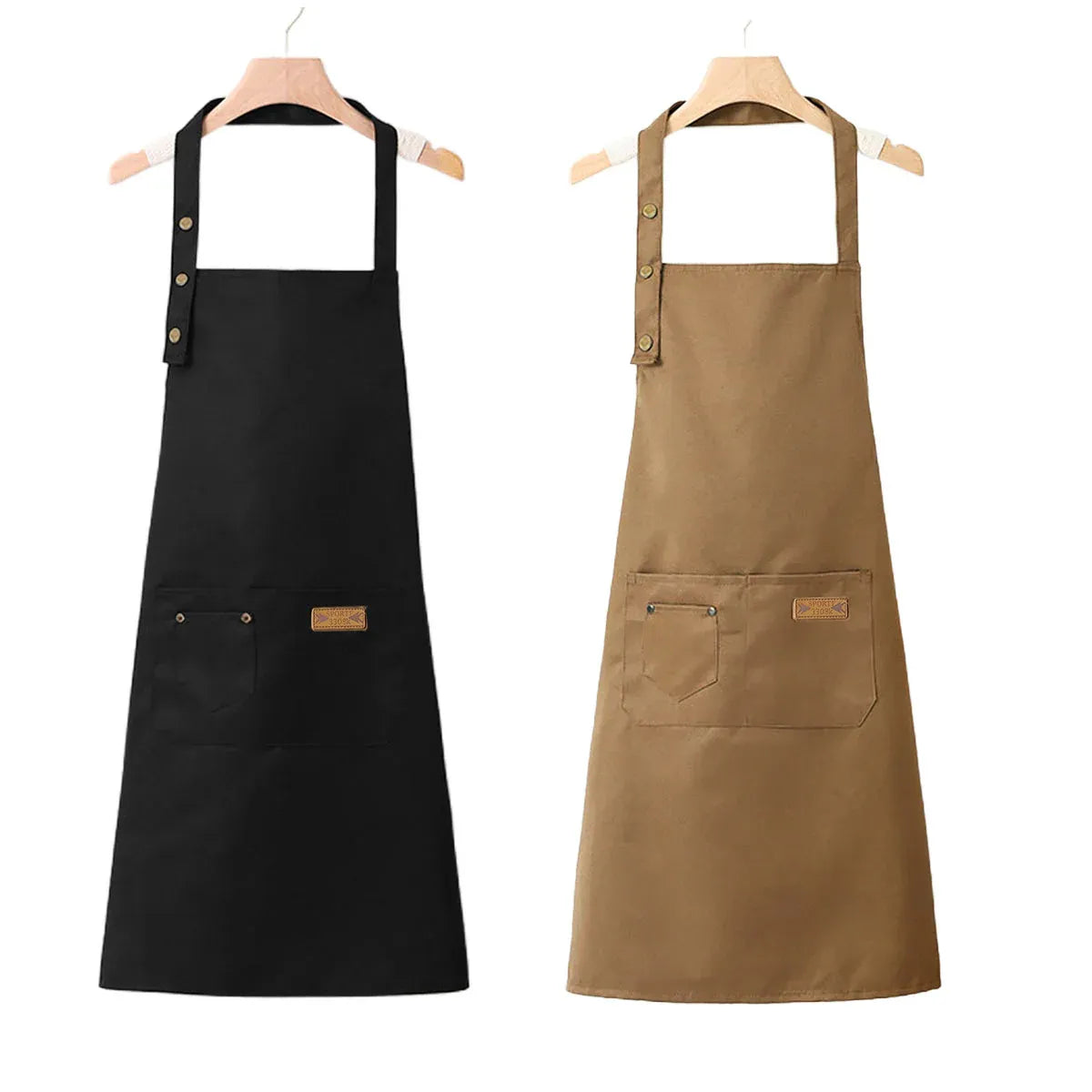 Adjustable Work Apron Neck Strap Waist Tie Kitchen Cooking Bib Apron Men Women - Brown V528-APRON-BROWN-899251