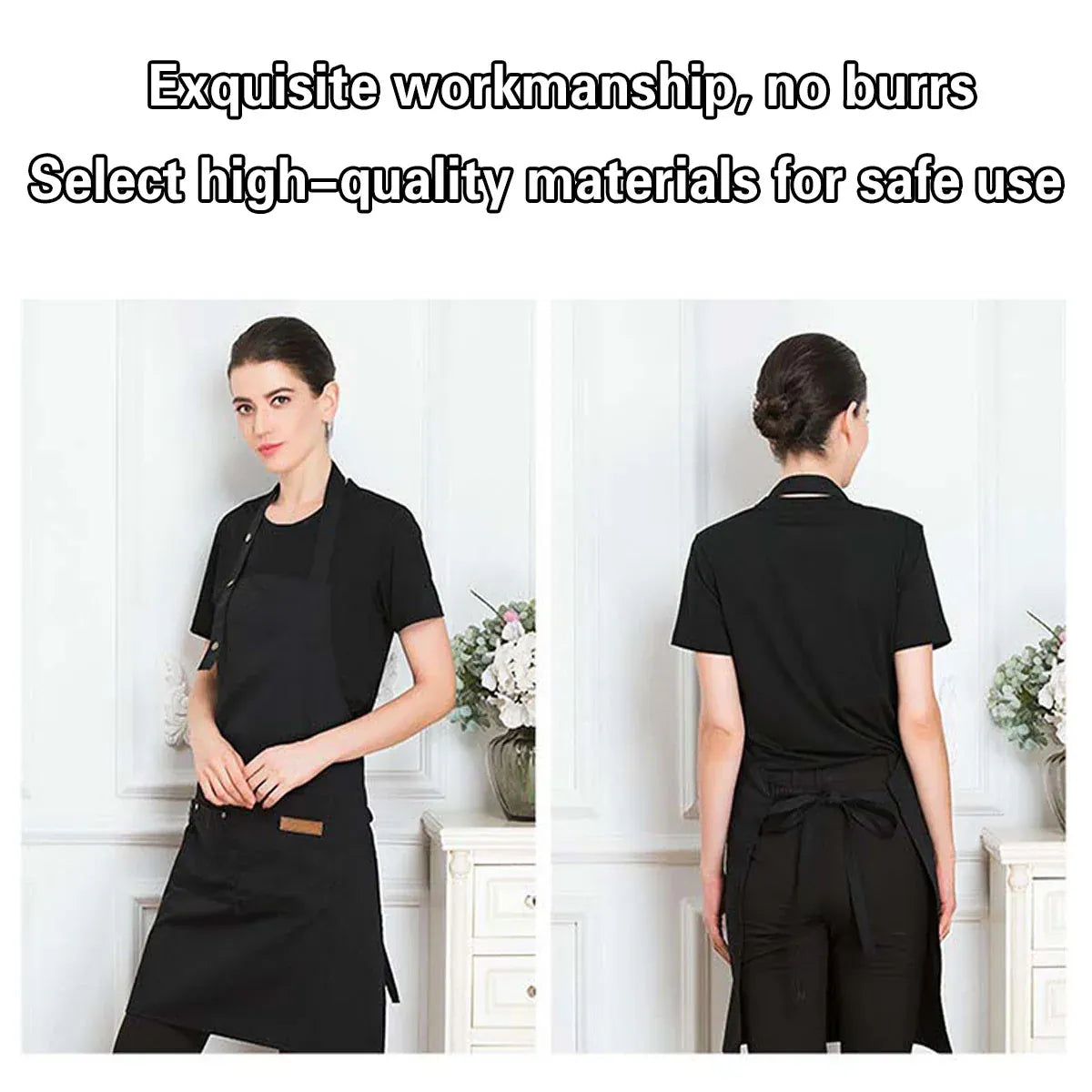 Adjustable Work Apron Neck Strap Waist Tie Kitchen Cooking Bib Apron Men Women - Brown V528-APRON-BROWN-899251