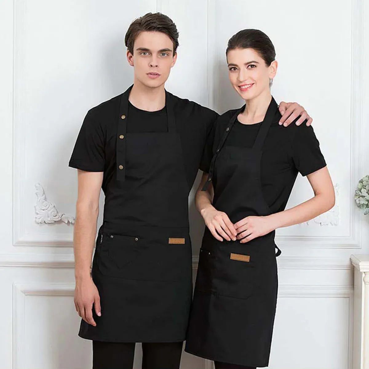 Adjustable Work Apron Neck Strap Waist Tie Kitchen Cooking Bib Apron Men Women - Brown V528-APRON-BROWN-899251