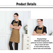 Adjustable Work Apron Neck Strap Waist Tie Kitchen Cooking Bib Apron Men Women - Brown V528-APRON-BROWN-899251