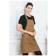 Adjustable Work Apron Neck Strap Waist Tie Kitchen Cooking Bib Apron Men Women - Brown V528-APRON-BROWN-899251