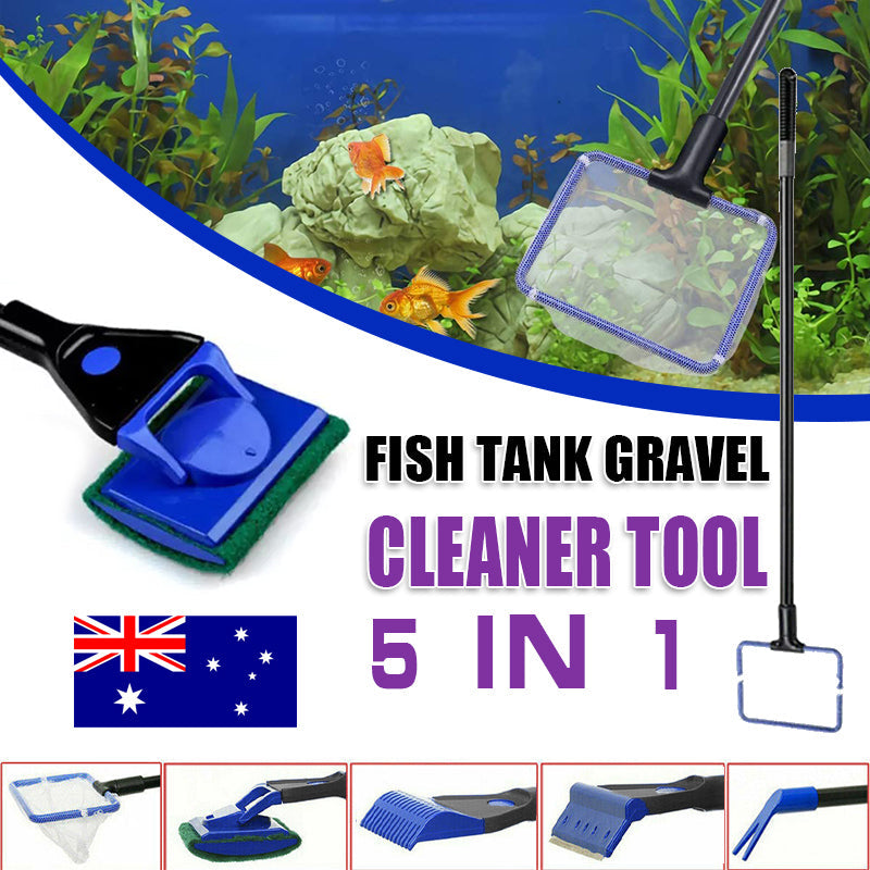 5 in1 Water Aquarium Cleaning Tool Fish Tank Gravel Vacuum Glass Cleaner Brush V528-AQUARIUMCLEANING-433173