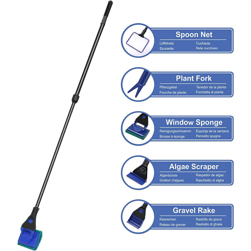 5 in1 Water Aquarium Cleaning Tool Fish Tank Gravel Vacuum Glass Cleaner Brush V528-AQUARIUMCLEANING-433173