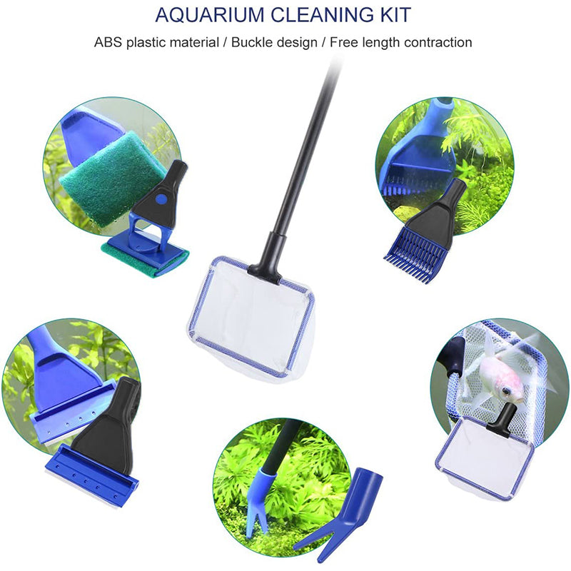 5 in1 Water Aquarium Cleaning Tool Fish Tank Gravel Vacuum Glass Cleaner Brush V528-AQUARIUMCLEANING-433173