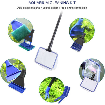 5 in1 Water Aquarium Cleaning Tool Fish Tank Gravel Vacuum Glass Cleaner Brush V528-AQUARIUMCLEANING-433173