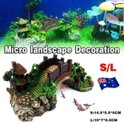 Aquarium Fish Tank Ornament Bridge Resin Rock Pavilion Tree Landscape Decoration - L:19*7*8.5CM V528-AQUARIUMLANDSCAPE-BRIDGE-161710