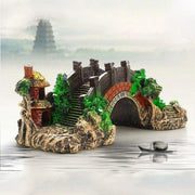 Aquarium Fish Tank Ornament Bridge Resin Rock Pavilion Tree Landscape Decoration - L:19*7*8.5CM V528-AQUARIUMLANDSCAPE-BRIDGE-161710