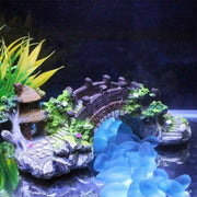 Aquarium Fish Tank Ornament Bridge Resin Rock Pavilion Tree Landscape Decoration - L:19*7*8.5CM V528-AQUARIUMLANDSCAPE-BRIDGE-161710