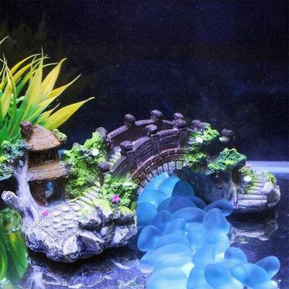 Aquarium Fish Tank Ornament Bridge Resin Rock Pavilion Tree Landscape Decoration - L:19*7*8.5CM V528-AQUARIUMLANDSCAPE-BRIDGE-161710