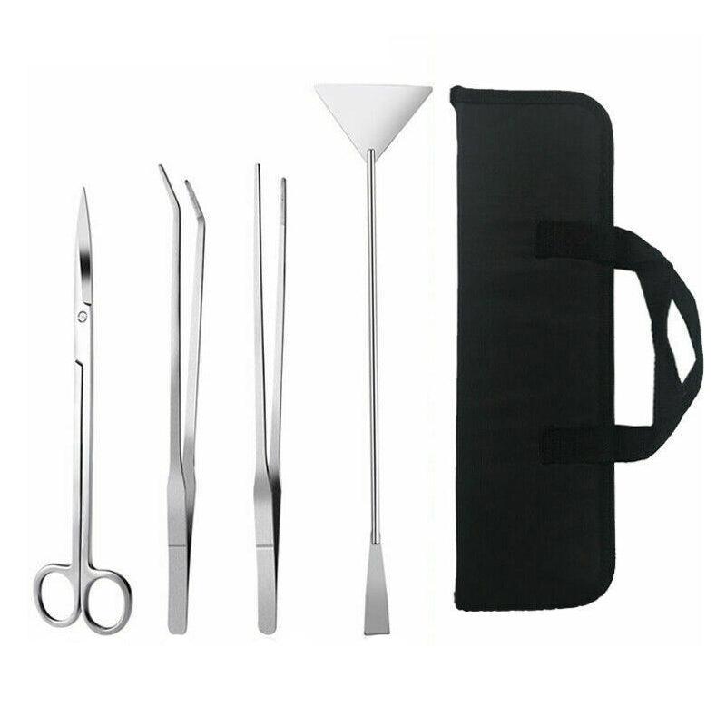 Stainless Steel Aquarium Tool Set Tweezers Scissors Spatula Kit 4 5 6PCS - 4PCS Tool + Bag V528-AQUARIUMTOOL-4PCSTOOLBAG-298797