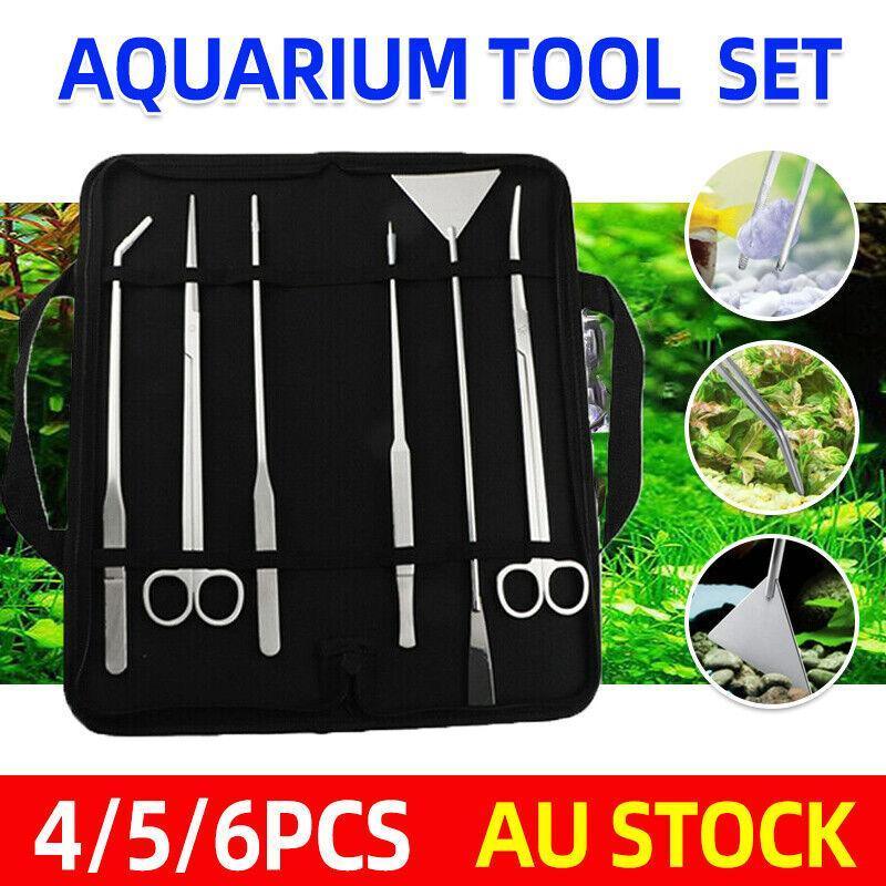 Stainless Steel Aquarium Tool Set Tweezers Scissors Spatula Kit 4 5 6PCS - 5PCS Tool + Bag V528-AQUARIUMTOOL-5PCSTOOL-BAG-600950