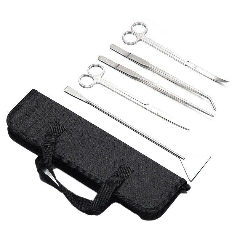 Stainless Steel Aquarium Tool Set Tweezers Scissors Spatula Kit 4 5 6PCS - 5PCS Tool + Bag V528-AQUARIUMTOOL-5PCSTOOL-BAG-600950