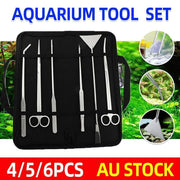 Stainless Steel Aquarium Tool Set Tweezers Scissors Spatula Kit 4 5 6PCS - 6PCS Tool + Bag V528-AQUARIUMTOOL-6PCSTOOL-BAG-917692