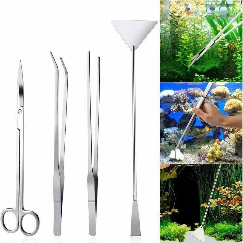 Stainless Steel Aquarium Tool Set Tweezers Scissors Spatula Kit 4 5 6PCS - 6PCS Tool + Bag V528-AQUARIUMTOOL-6PCSTOOL-BAG-917692
