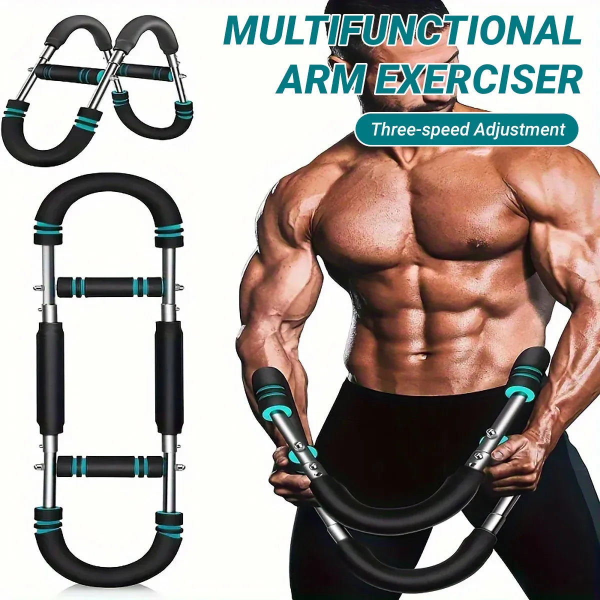 Multi Functional U Shaped Arm Strength Trainer Adjustable Home Exercise Device V528-ARM-BLACK-BLUE-405053