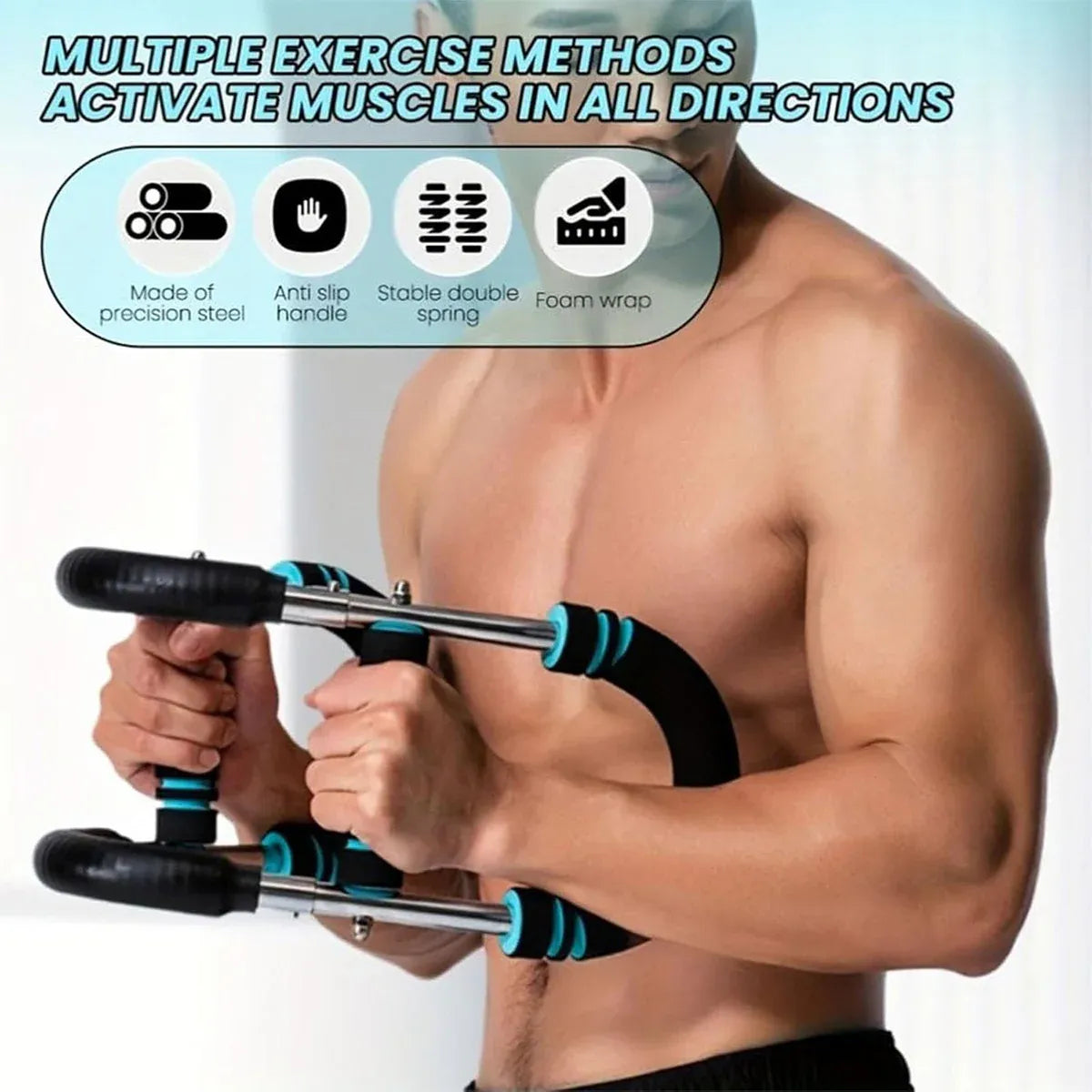 Multi Functional U Shaped Arm Strength Trainer Adjustable Home Exercise Device V528-ARM-BLACK-BLUE-405053