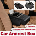 Car Armrest Pad Central Console Storage Box Lift Cushion Rest Support Organizer - Black Red V528-ARMREST-BOX-BLACK-RED-645587