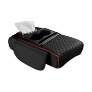 Car Armrest Pad Central Console Storage Box Lift Cushion Rest Support Organizer - Black Red V528-ARMREST-BOX-BLACK-RED-645587