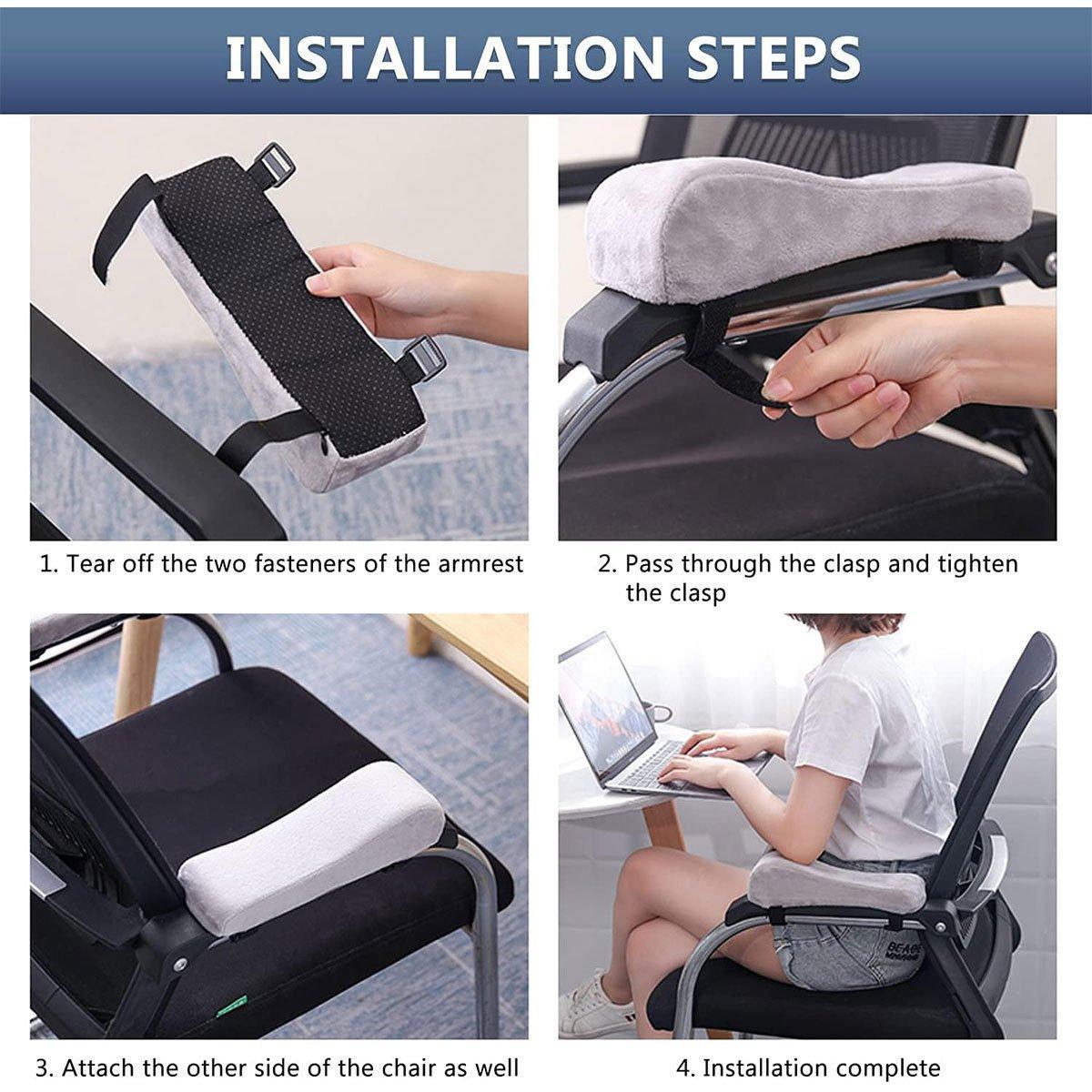 2PCS Elbow Arm Rest Cushion Chair Armrest Pads Memory Foam Office Support Pillow - Grey V528-ARMRESTPAD-2PCS-GREY-584758