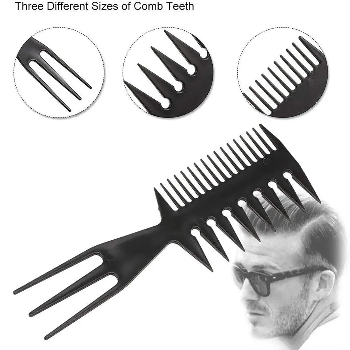 3 in 1 Hair Comb Styling Tool for Salon and Home Use Professional Quality V528-ART-COMB-BLACK-1PC-677248