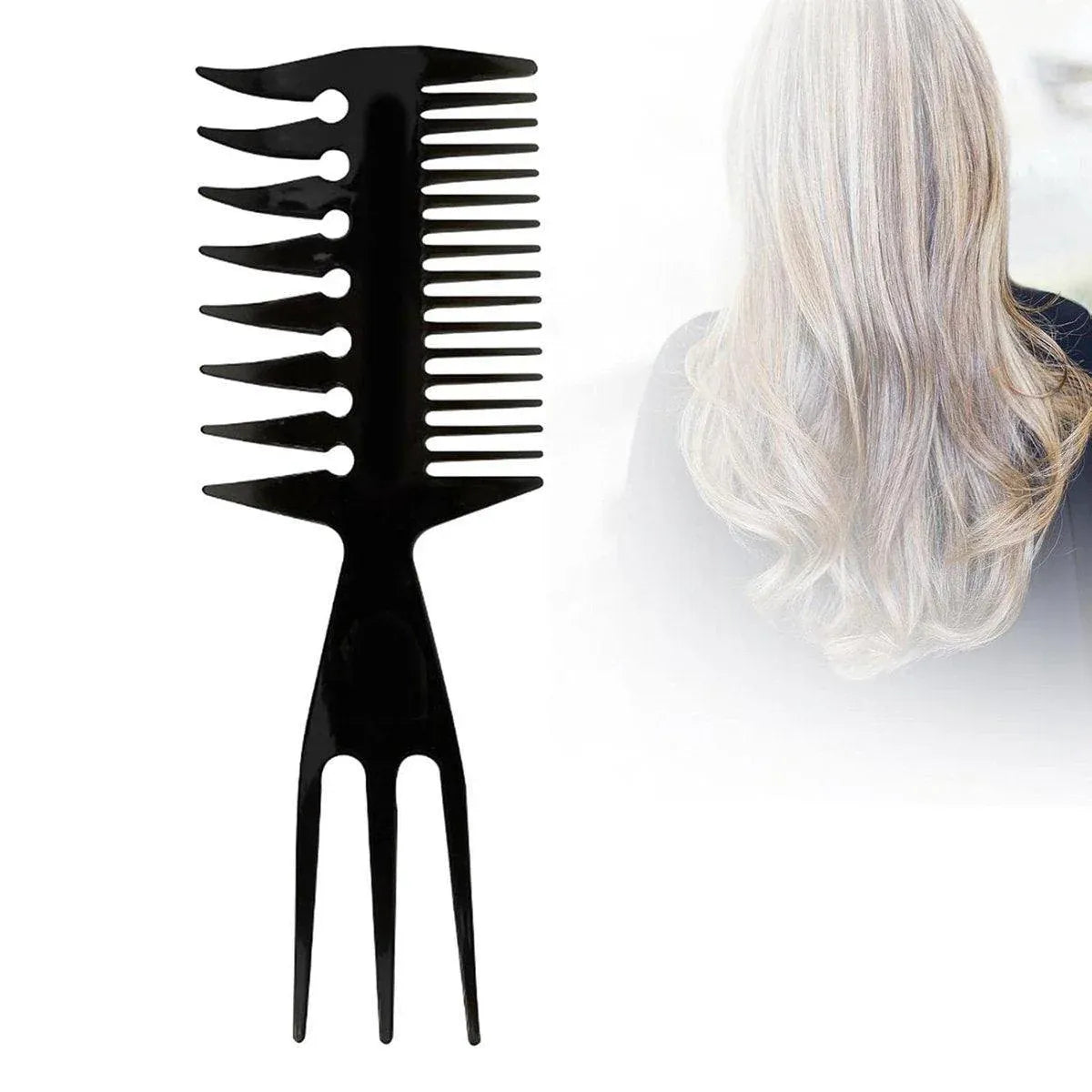 3 in 1 Hair Comb Styling Tool for Salon and Home Use Professional Quality V528-ART-COMB-BLACK-1PC-677248