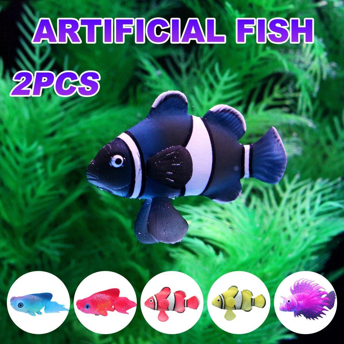 2PCS Artificial Betta Fish Aquarium Decorations Silicone Floating Moving Fish - Sky Blue Goldfish V528-ARTIFICIAL-FISH-BLUE-2PCS-928151