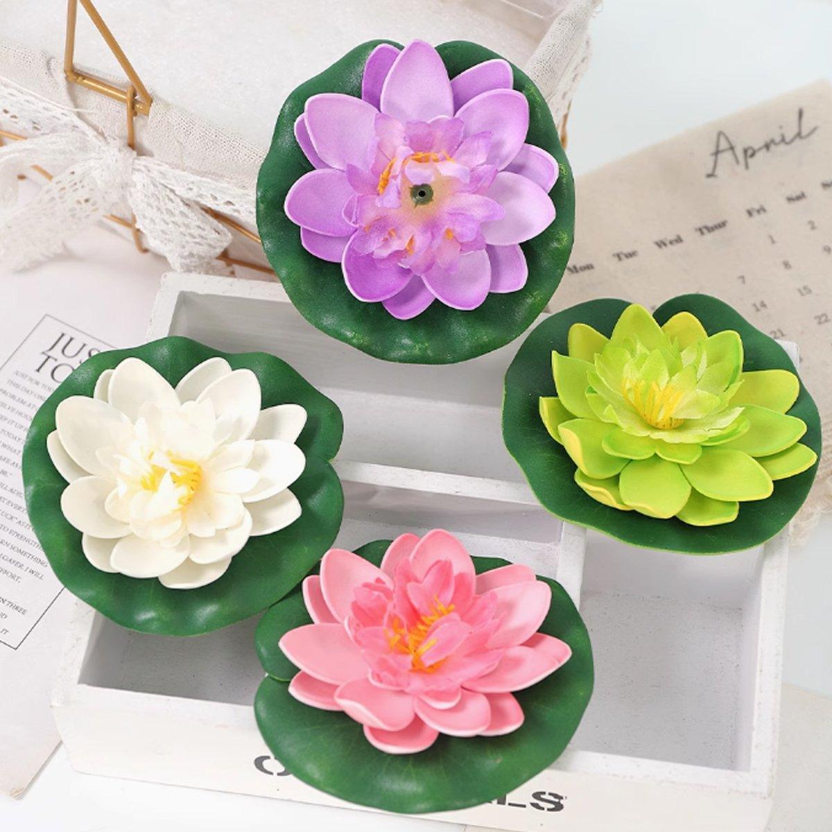 9pcs Simulation Lotus Flowers Leaves Water Lily Pond Fish Tank Decoration V528-ARTIFICIAL-LOTUS-9PCS-787522