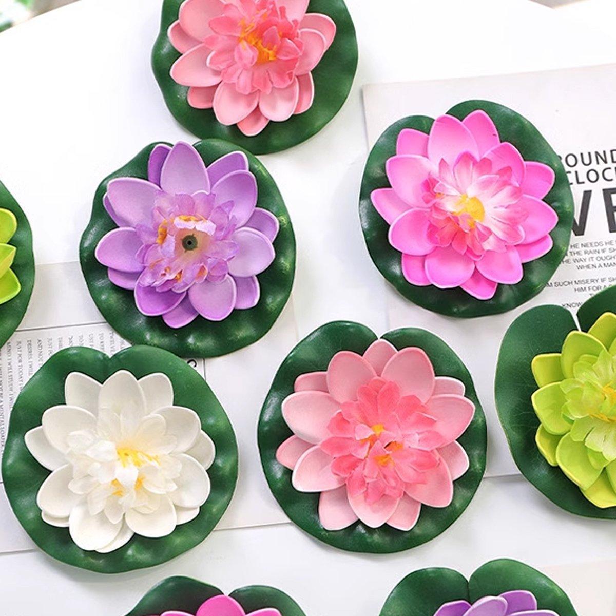 9pcs Simulation Lotus Flowers Leaves Water Lily Pond Fish Tank Decoration V528-ARTIFICIAL-LOTUS-9PCS-787522