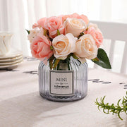 12 Heads Silk Rose Artificial Flowers Fake Bouquet - pink V528-ARTIFICIALFLOWERS-PINK-427702