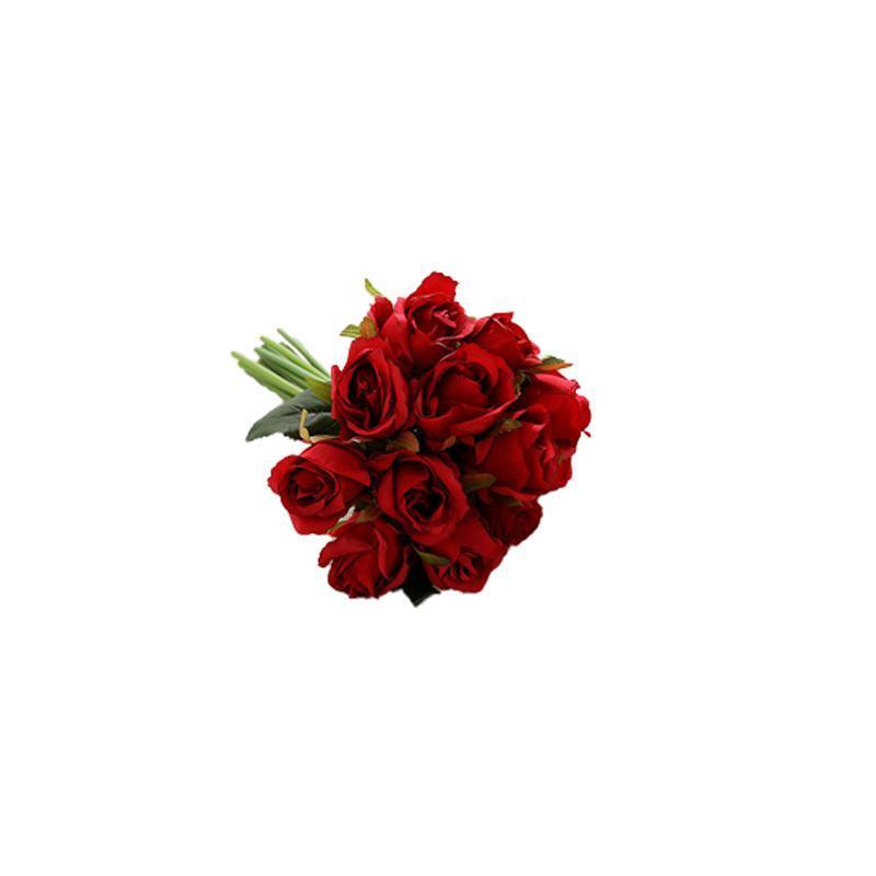 12 Heads Silk Rose Artificial Flowers Fake Bouquet - Red V528-ARTIFICIALFLOWERS-RED-223401