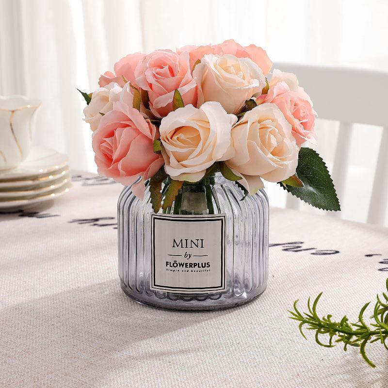 12 Heads Silk Rose Artificial Flowers Fake Bouquet - White V528-ARTIFICIALFLOWERSWHITE-282380