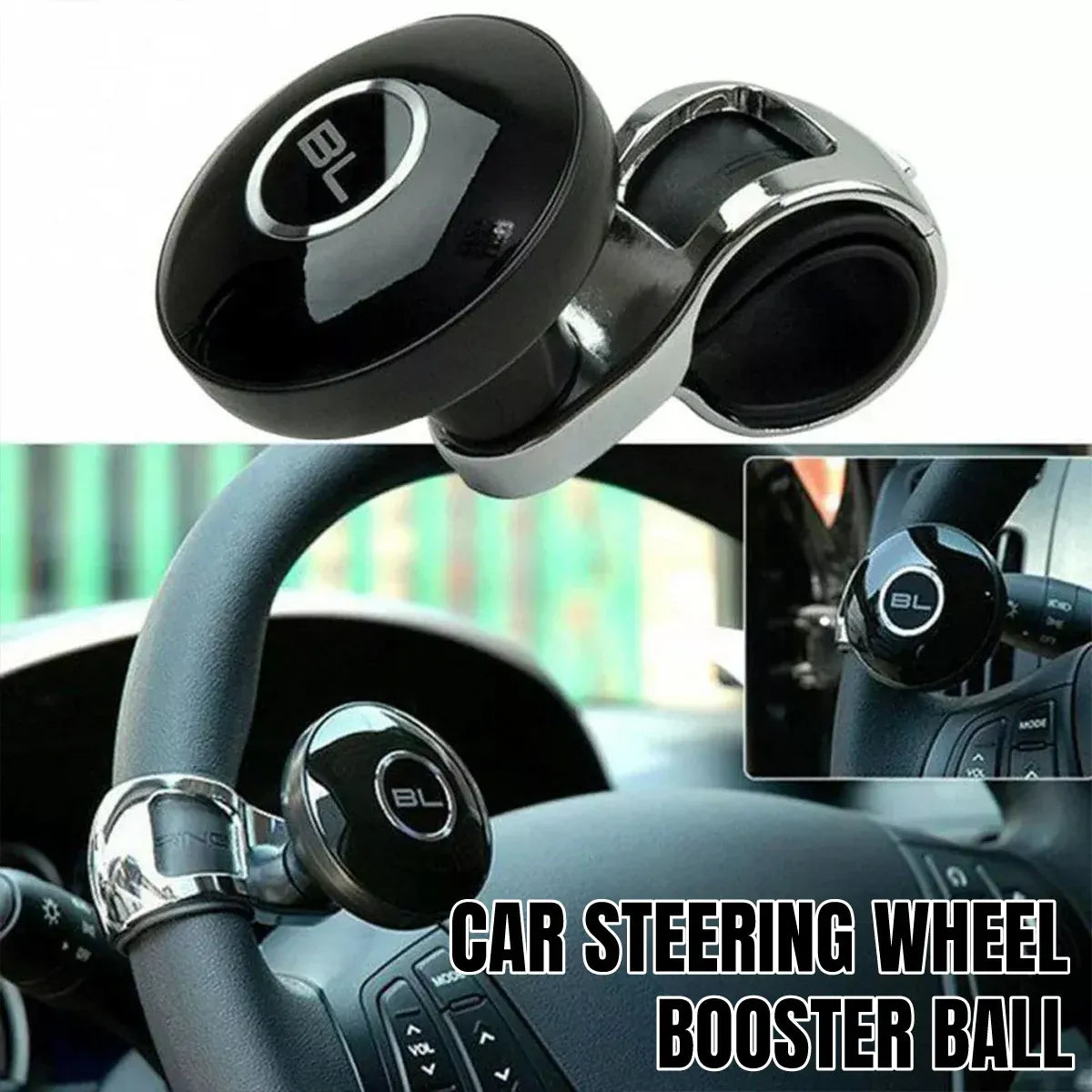 Universal Black Metal Steering Wheel Car Accessories Helper Grip Spinner Knob V528-ASSIST-BALL-358964