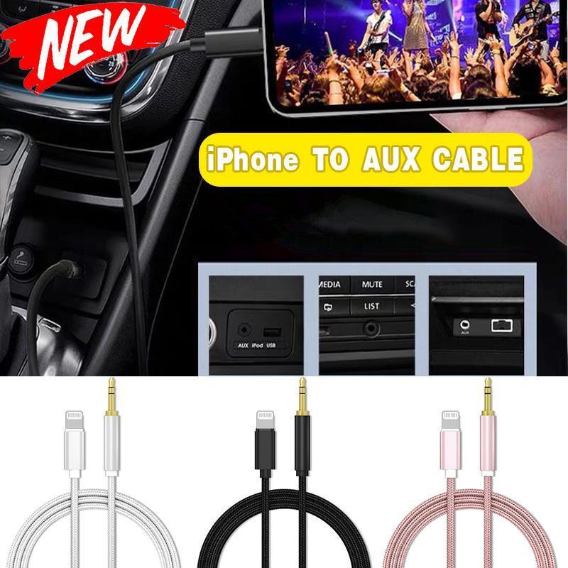Lightning to 3.5mm Aux Audio Cable Adapter for Car Speaker Headphone Sound System - Black V528-AUAUDIOADAPTER-BLACK-111132