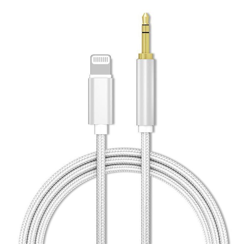 Lightning to 3.5mm Aux Audio Cable Adapter for Car Speaker Headphone Sound System - Silver V528-AUAUDIOADAPTER-SILVER-607616