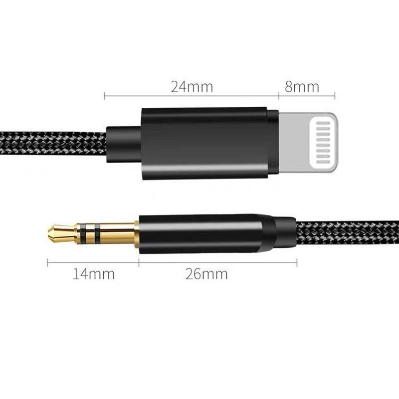 Lightning to 3.5mm Aux Audio Cable Adapter for Car Speaker Headphone Sound System - Silver V528-AUAUDIOADAPTER-SILVER-607616