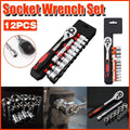 12PCS Socket Ratchet Wrench Set Quick Release Handle Extension Bar Tool Set V528-AUTO-REPAIR-TOOL-12PCS-532125