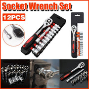12PCS Socket Ratchet Wrench Set Quick Release Handle Extension Bar Tool Set V528-AUTO-REPAIR-TOOL-12PCS-532125