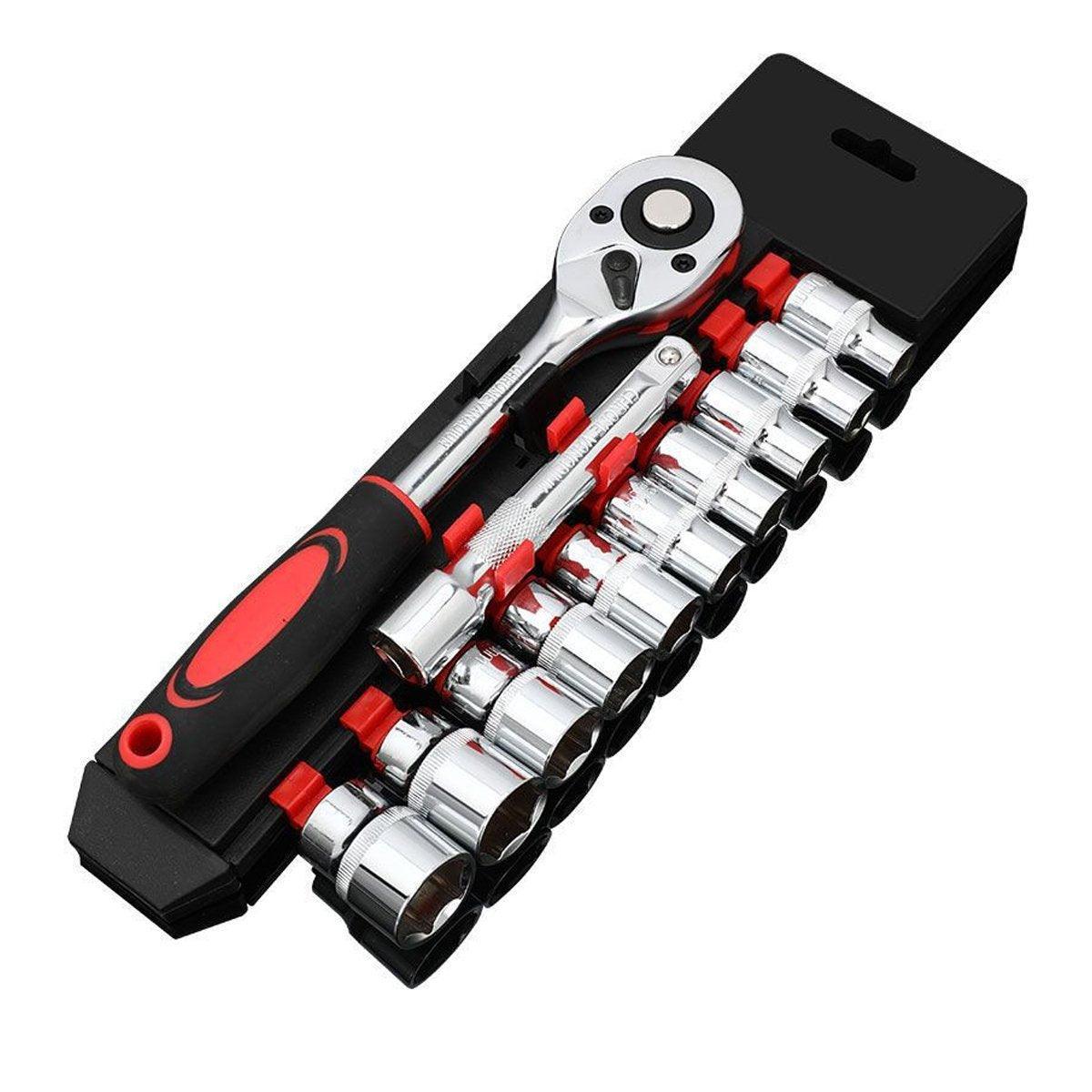 12PCS Socket Ratchet Wrench Set Quick Release Handle Extension Bar Tool Set V528-AUTO-REPAIR-TOOL-12PCS-532125