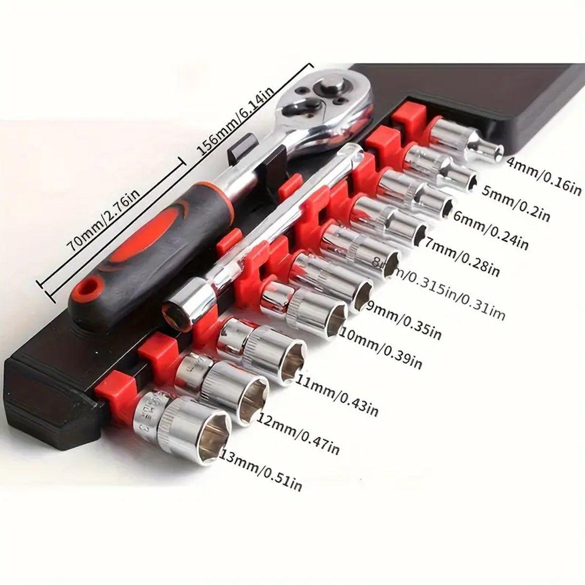 12PCS Socket Ratchet Wrench Set Quick Release Handle Extension Bar Tool Set V528-AUTO-REPAIR-TOOL-12PCS-532125