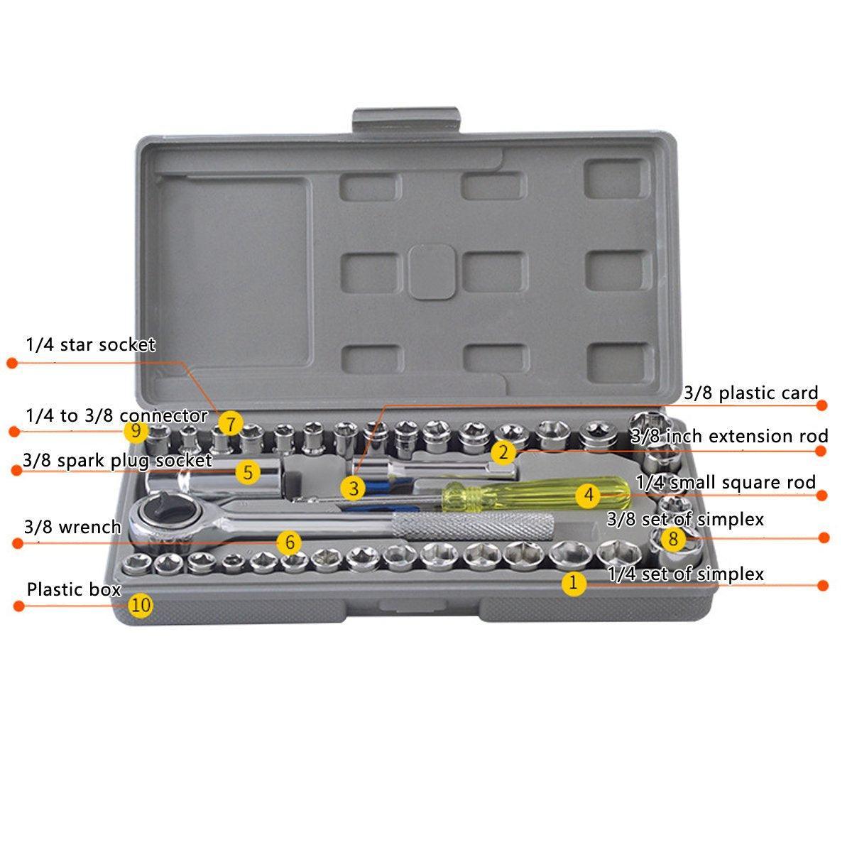 40pcs Auto Repair Tool Kit Set Car Maintenance Mechanics Garage Hand Tools V528-AUTO-REPAIR-TOOL-40PCS-226083