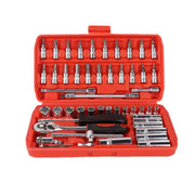 53PCS Metric Deep Socket Set 1/4" Drive Wrench with Flexible Extension Bar Tools V528-AUTO-REPAIR-TOOLS-53PCS-280035