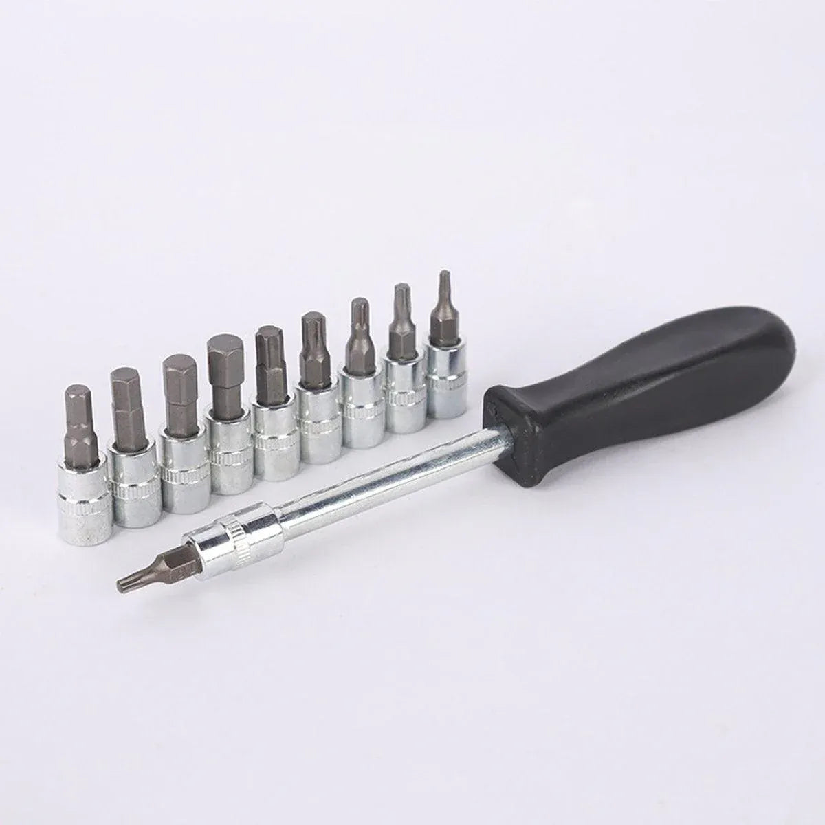 53PCS Metric Deep Socket Set 1/4" Drive Wrench with Flexible Extension Bar Tools V528-AUTO-REPAIR-TOOLS-53PCS-280035