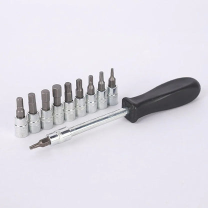 53PCS Metric Deep Socket Set 1/4" Drive Wrench with Flexible Extension Bar Tools V528-AUTO-REPAIR-TOOLS-53PCS-280035