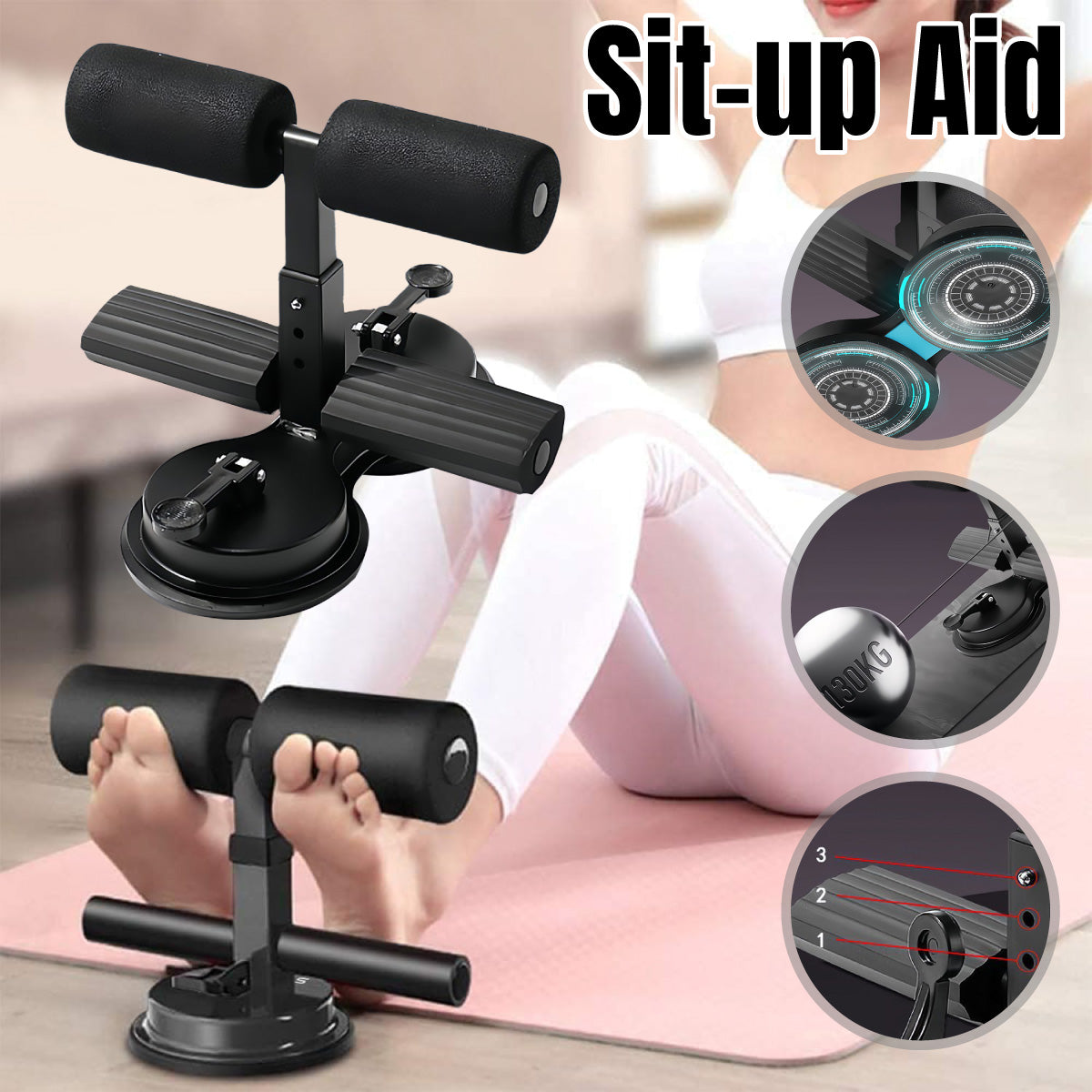 Sit Up Assistant Device Home Gym Equipment Foot Support Abdominal Exercise Tool V528-AUXILIARY-BLACK-583553
