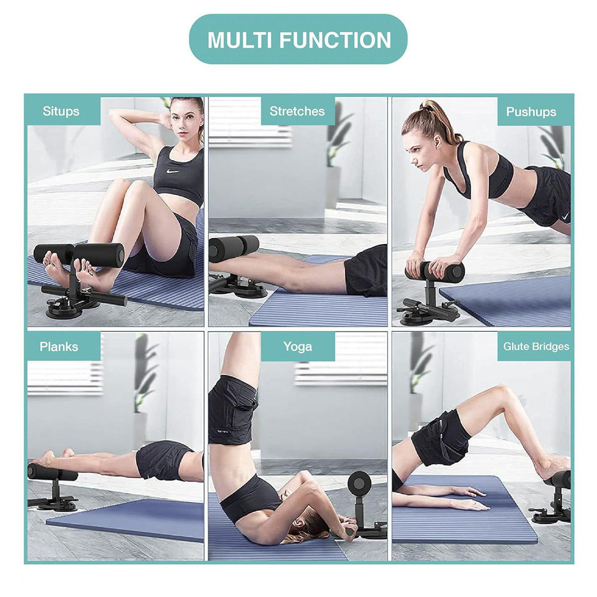 Sit Up Assistant Device Home Gym Equipment Foot Support Abdominal Exercise Tool V528-AUXILIARY-BLACK-583553