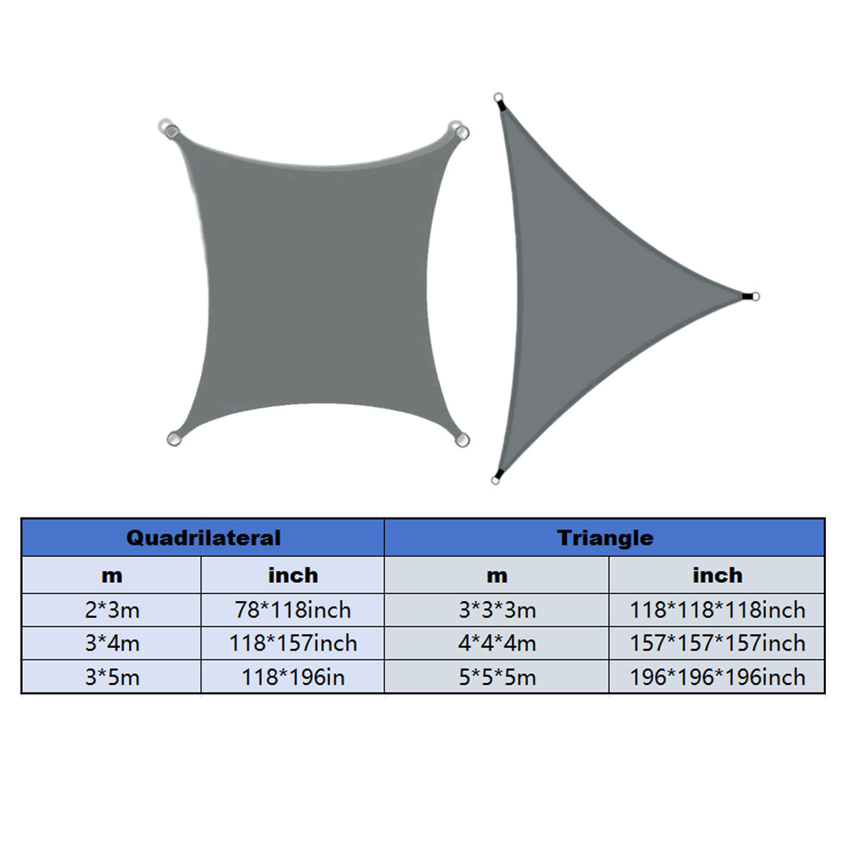 Waterproof Outdoor Shade Sail Garden Sun Canopy UV Protection Patio Awning Cloth - 4x4x4m Triangle V528-AWNING-TENT-GREY-4-4-4M-330068